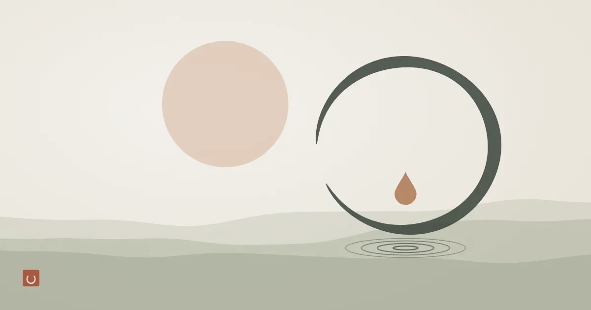 Abstract ink wash illustration of a smooth pale crescent cradled by soft rounded strokes, representing natural nail and cuticle care